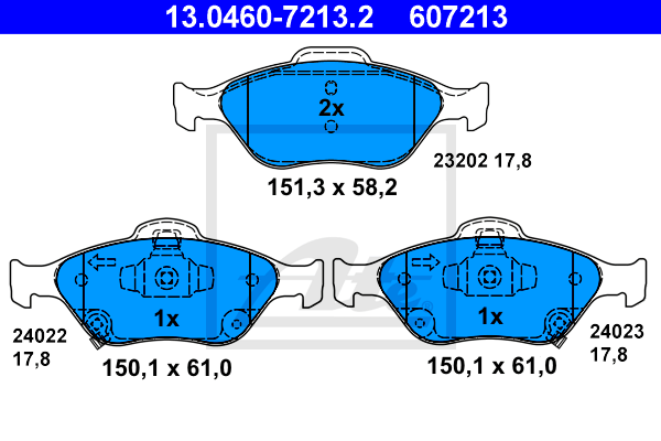 Тормозные колодки передние дисковые METELLI арт. 13046072132