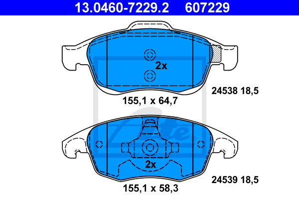 Тормозные колодки передние дисковые BREMSI арт. 13.0460-7229.2