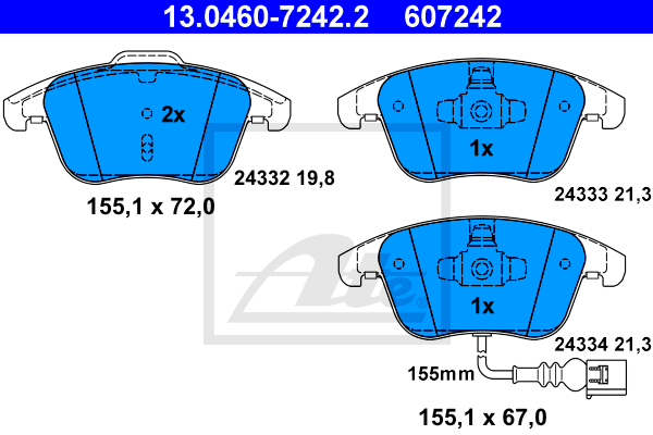 Тормозные колодки передние дисковые WOKING арт. 13.0460-7242.2