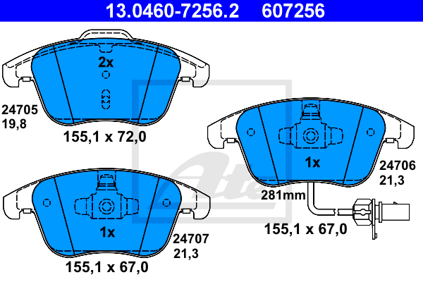 Тормозные колодки дисковые BREMBO арт. 13.0460-7256.2