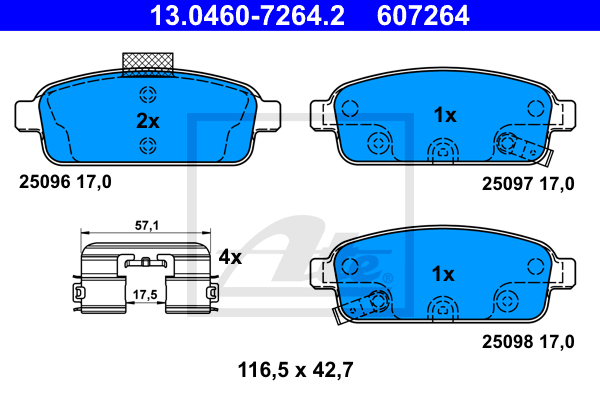 Тормозные колодки задние дисковые FERODO арт. 13.0460-7264.2