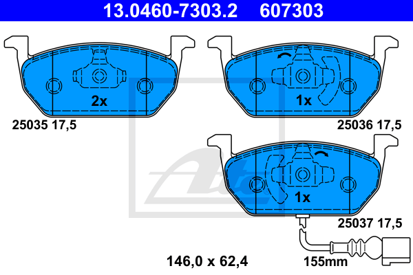 Тормозные колодки дисковые BREMBO арт. 13.0460-7303.2