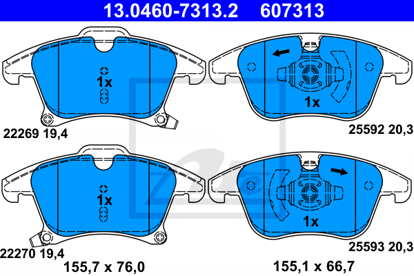 Тормозные колодки дисковые BLUE PRINT арт. 13.0460-7313.2