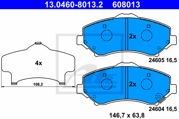 Тормозные колодки передние дисковые BREMBO арт. 13.0460-8013.2