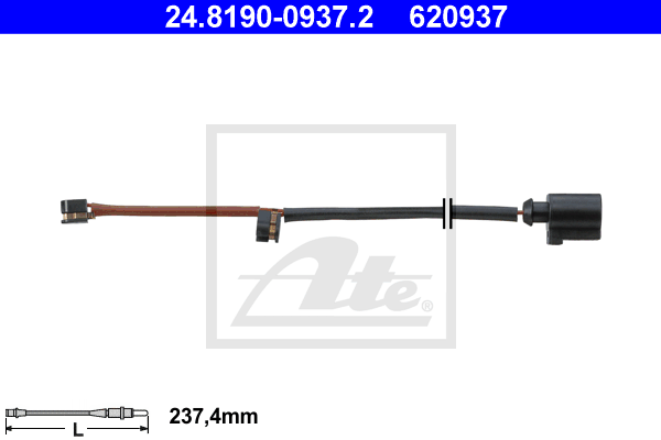 Датчик зносу гальмівних колодок (задніх) Audi Q7/Porsche Cayenne 3.0-6.0TDI 03-15 (L=247.4mm) DELPHI арт. 24819009372