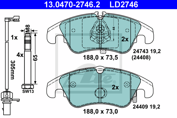 Тормозные колодки дисковые ICER арт. 13.0470-2746.2