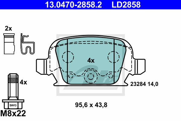 Тормозные колодки дисковые  арт. ATE 13.0470-2858.2