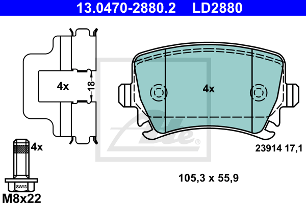 Тормозные колодки дисковые VAG арт. 13047028802