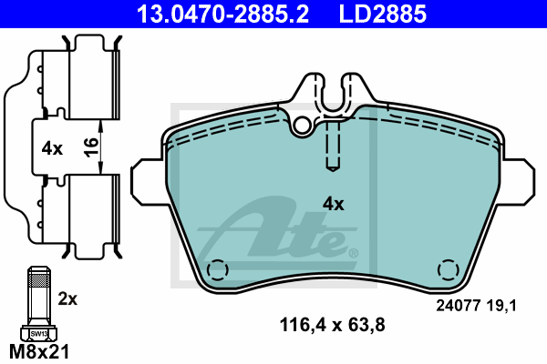 Гальмівні колодки, дискові BREMBO арт. 13047028852
