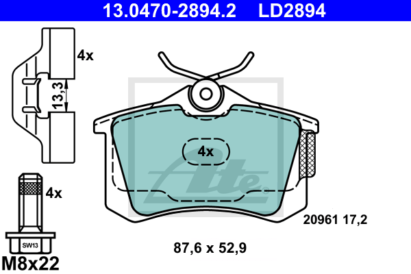 Тормозные колодки дисковые BREMBO арт. 13047028942