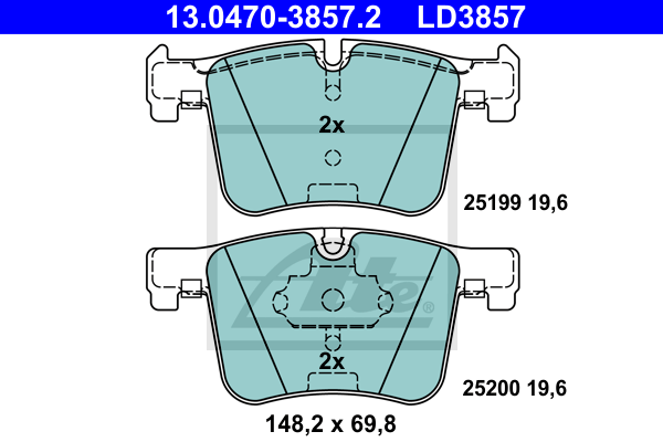 Тормозные колодки передние дисковые BREMBO арт. 13.0470-3857.2
