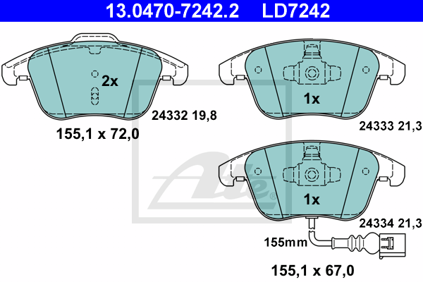 Тормозные колодки дисковые DELPHI арт. 13.0470-7242.2