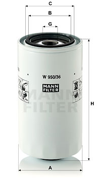 Масляный фильтр PURFLUX арт. W 950/36
