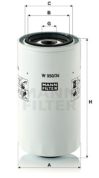 Масляний фiльтр WIX FILTERS арт. W950/36