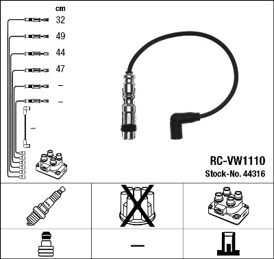 Комплект проводов зажигания VAG арт. 44316