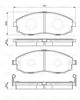 Комплект гальмівних колодок передн , HYUNDAI H-1, H-1 / STAREX, H100, PORTER 2.4/2.5D 06.97- ABE арт. 0986424670