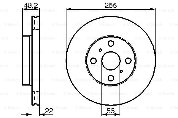 Диск гальмівний (передній) Toyota Corolla 92-01(255x22) ABE арт. 0986478578