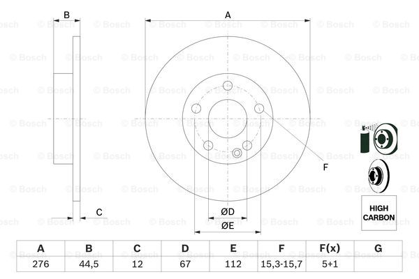Диск гальмівний (передній) MB A-class (W169) 04-12 (276x12) TEXTAR арт. 0 986 479 185