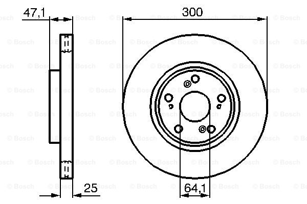 Диск гальмівний (передній) Honda Accord VII 03-08 (300x25) ABE арт. 0986479227