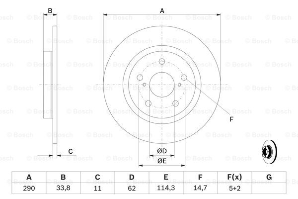 Диск гальмівний (задній) Toyota Avensis 1.6-2.2 08-18 (290x11)  арт. 0986479656