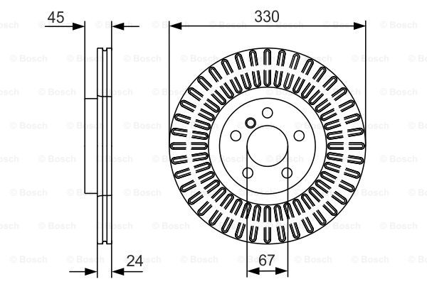 Диск гальмівний (передній) BMW 1 (F40)/2 (F45)/X1 (F48)/Mini Cooper S 13-(330x24)  ZIMMERMANN арт. 0986479C94