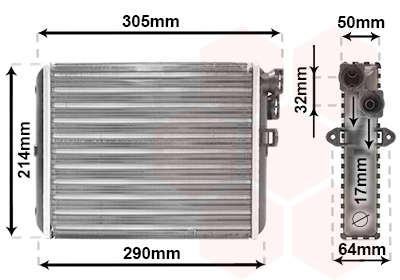 Радиатор печки THERMOTEC арт. 59006110