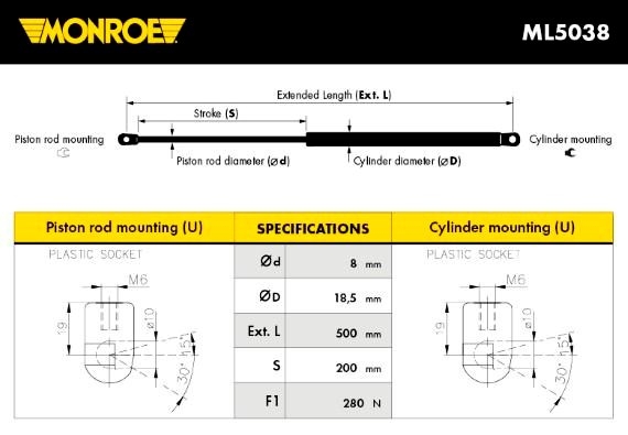 Амортизатор капота STABILUS арт. ML5038