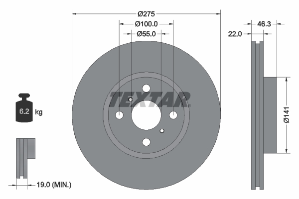 Диск гальмівний (передній) Toyota Yaris 07- (275x22)  арт. 92156200