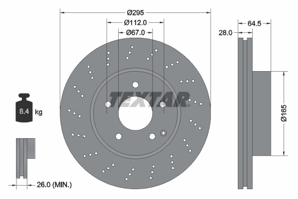 Диск гальмівний (передній) MB C-class (W204/S204/C204) 07-14 (295x28) PRO+ ATE арт. 92165005