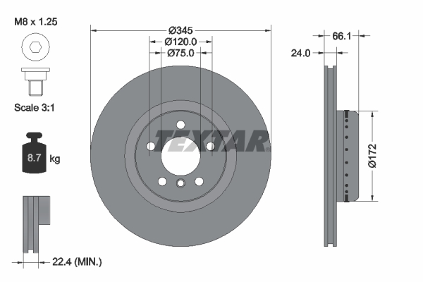 Тормозной диск BOSCH арт. 92265125