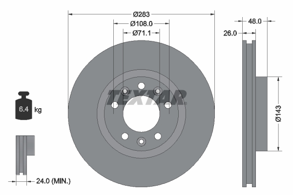 Диск тормозной (передний) Citroen C4 13-/Berlingo/Opel Combo 18- (283x26) PRO  арт. 92267203