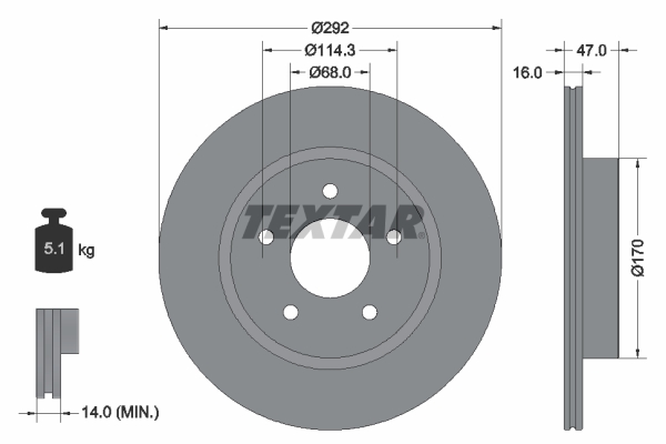 Диск гальмівний (задній) Nissan X-Trail 14- (292x16) PRO  арт. 92278103