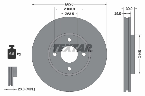 Диск гальмівний (передній) Ford Ecosport 1.0-1.6 12- (278x25) PRO DELPHI арт. 92279003