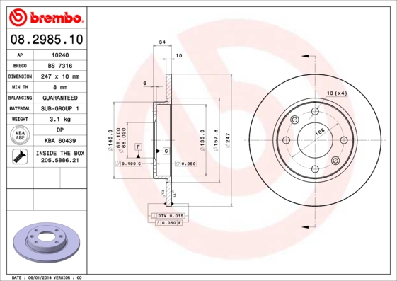 Тормозной диск REMSA арт. 08.2985.10