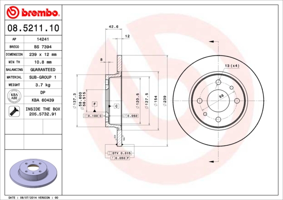 Тормозной диск FENOX арт. 08.5211.10