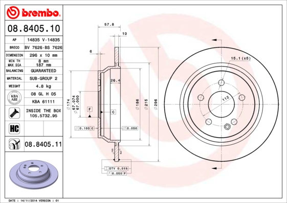 Тормозной диск A.B.S. арт. 08.8405.10