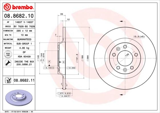 Тормозной диск REMSA арт. 08.8682.10