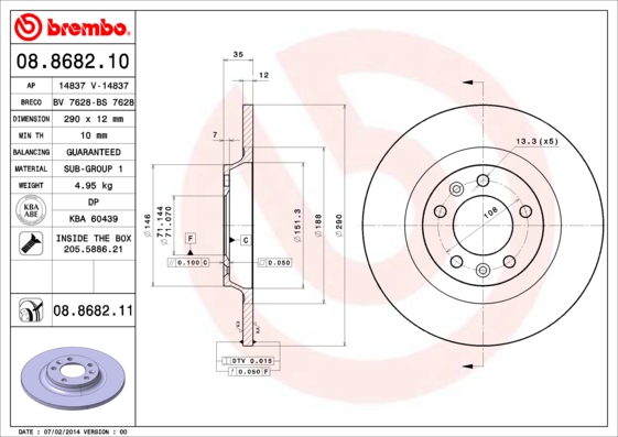 Тормозной диск BOSCH арт. 08.8682.10