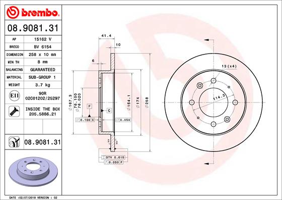 Гальмівний диск BOSCH арт. 08.9081.31