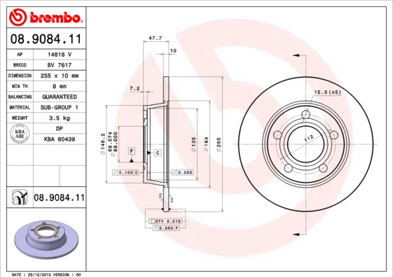 Тормозной диск A.B.S. арт. 08.9084.11