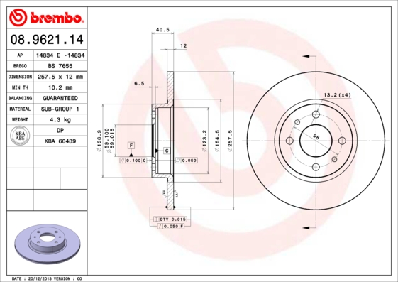 Тормозной диск REMSA арт. 08.9621.14