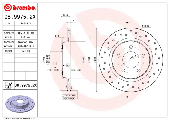 Тормозной диск FERODO арт. 08.9975.2X