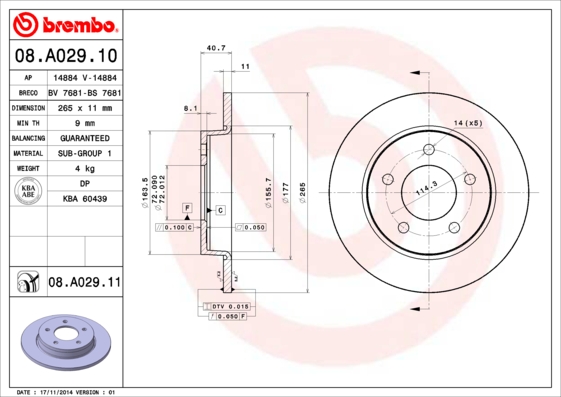 Тормозной диск NIPPARTS арт. 08.A029.10