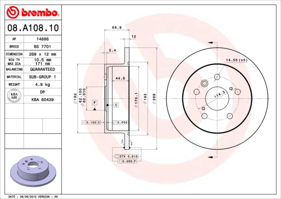 Тормозной диск REMSA арт. 08.A108.10