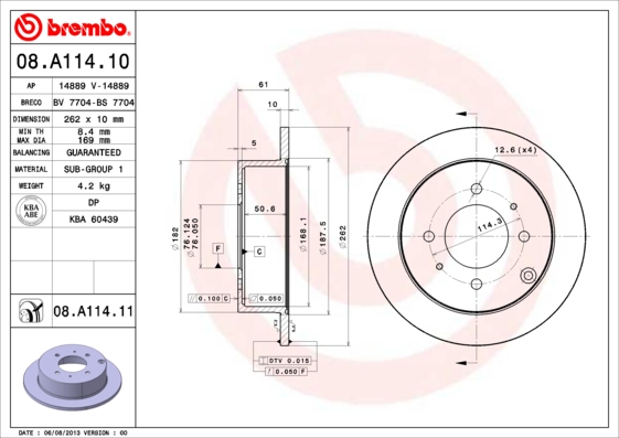 Тормозной диск BLUE PRINT арт. 08.A114.11