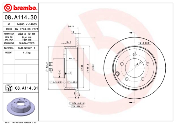 Тормозной диск FERODO арт. 08.A114.31