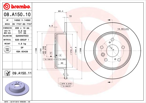 Тормозной диск FERODO арт. 08.A150.11