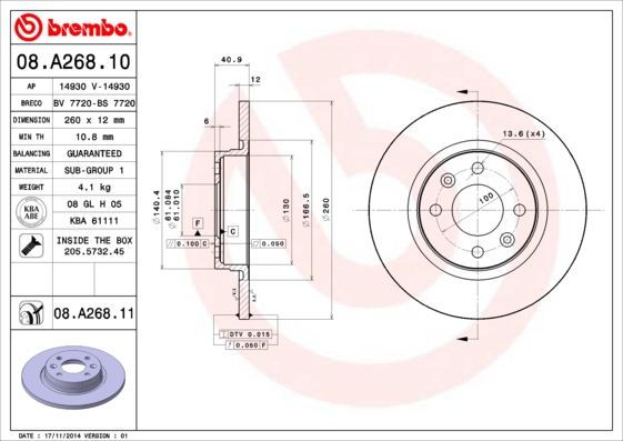 Тормозной диск FENOX арт. 08.A268.10