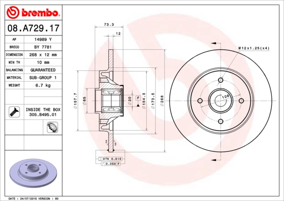 Тормозной диск REMSA арт. 08.A729.17