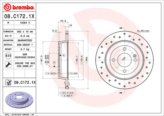 Тормозной диск A.B.S. арт. 08.C172.1X